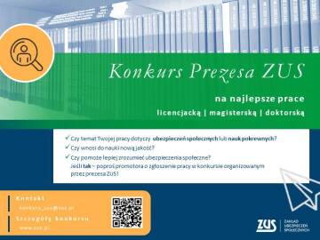 Konkurs Prezesa Zakładu Ubezpieczeń Społecznych na najlepsze prace z zakresu ubezpieczeń społecznych!