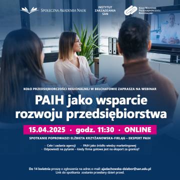 Zapraszamy na webinar: PAIH jako wsparcie rozwoju przedsiębiorstwa